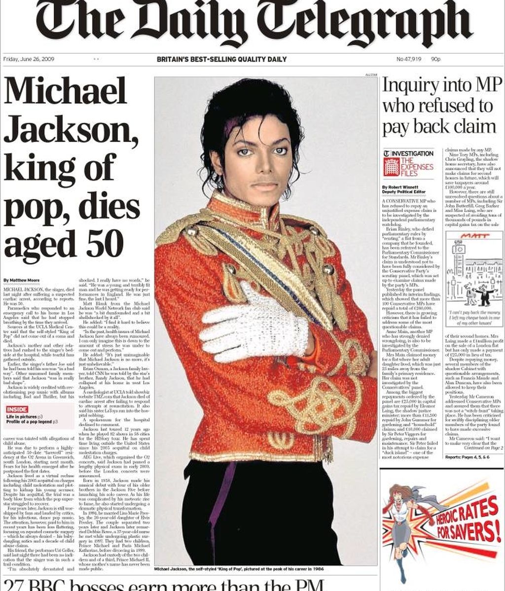 La muerte de Michael Jackson en la prensa