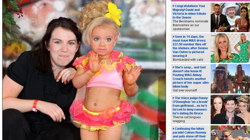 Niña, concurso belleza, bronceado