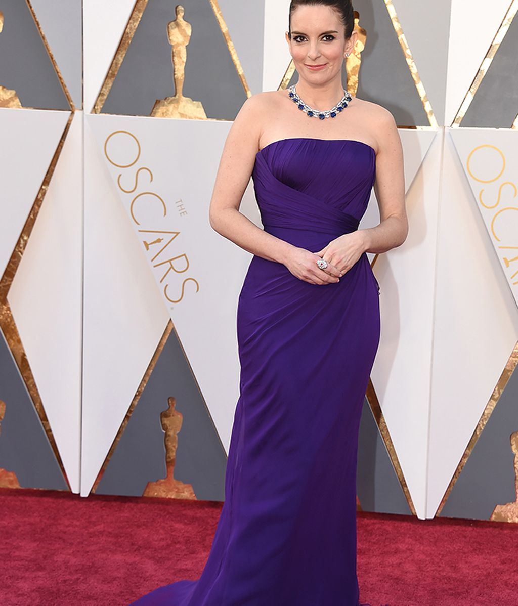 Tina Fey vestida de Carolina Herrera