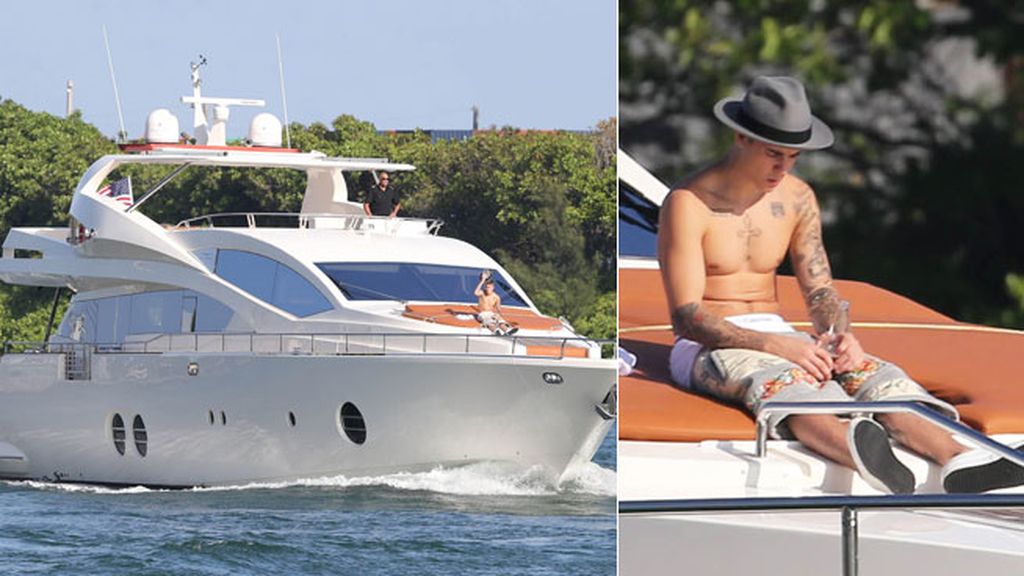 Justin Bieber, en su yate de Miami