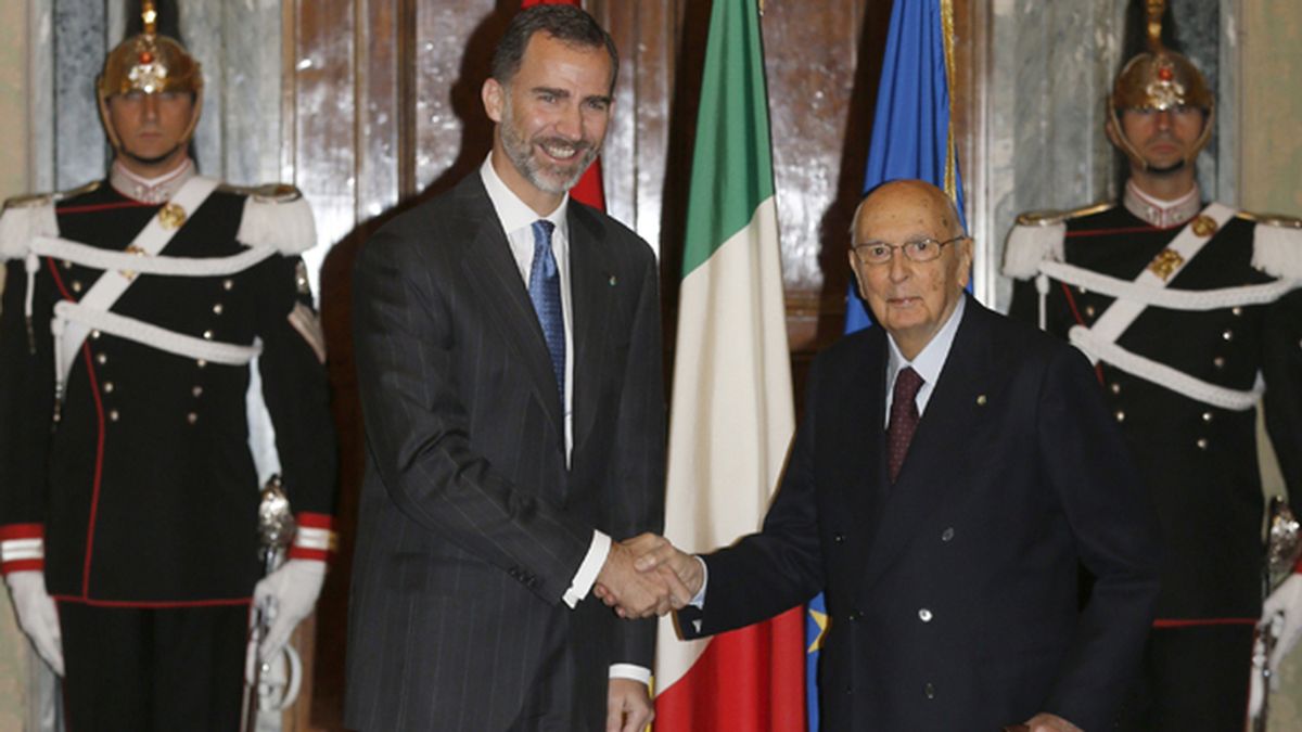 El Presidente italiano recibe a los Reyes de España