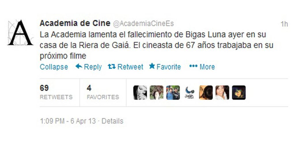 El mundo del cine homenajea a Bigas Luna en Twitter