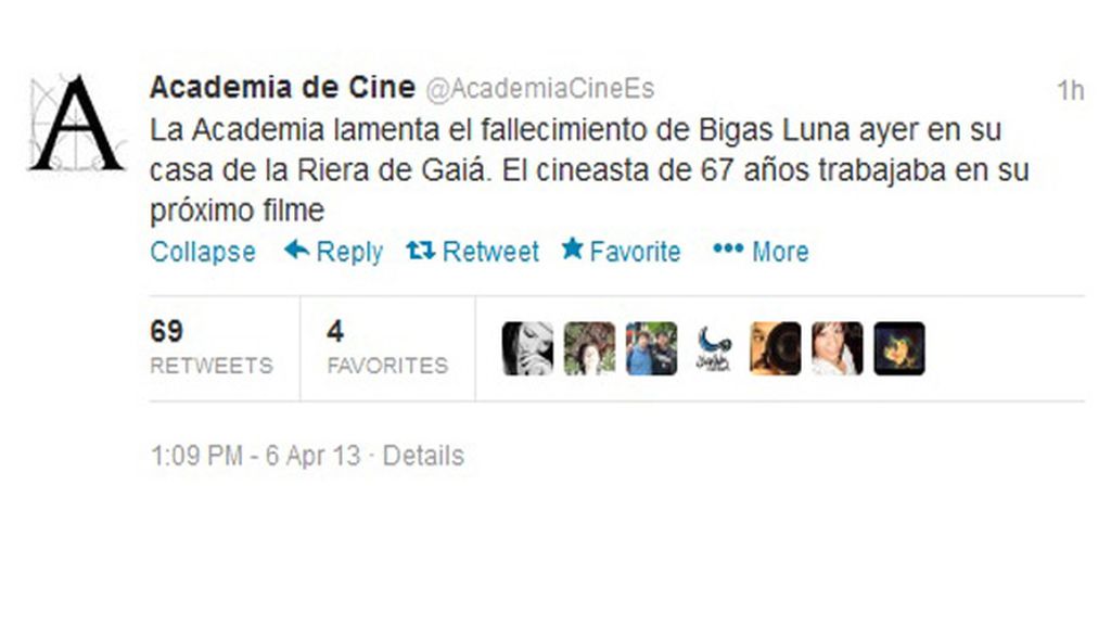 El cine homenajea a Bigas Luna en Twitter