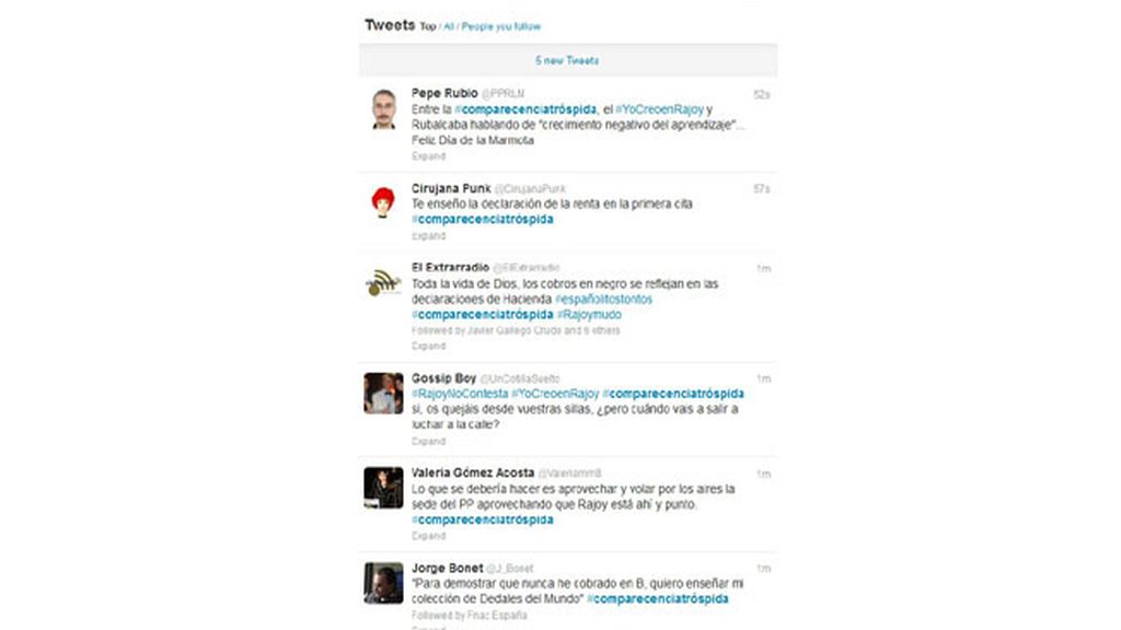 Las palabras de Rajoy se convierten en una #comparecenciatróspida