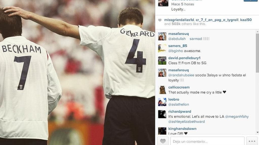 Beckham se acuerda de Gerrad en Instagram