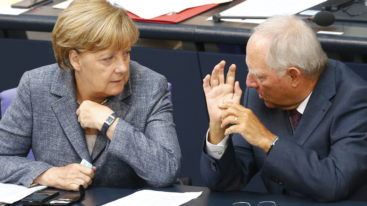 Angela Merkel y su ministro de Finanzas, Wolfgang Schaeuble