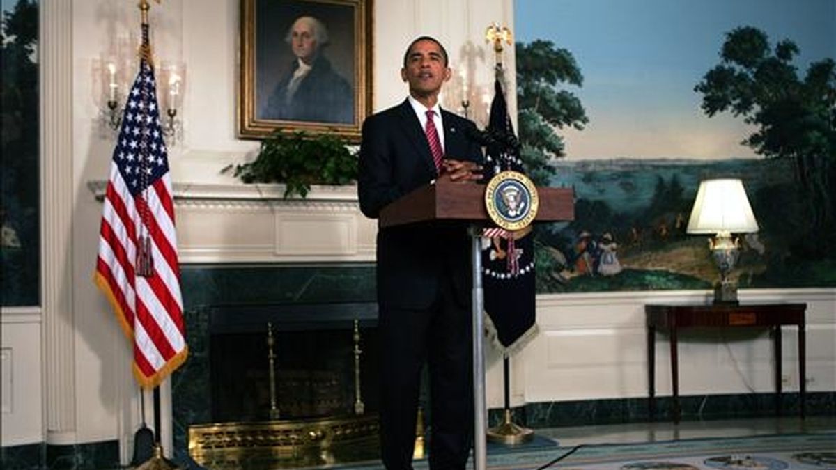 El presidente de Estados Unidos, Barack Obama, ayer en el Sala de Recepciones Diplomáticas de la Casa Blanca en Washington DC (EEUU). EFE