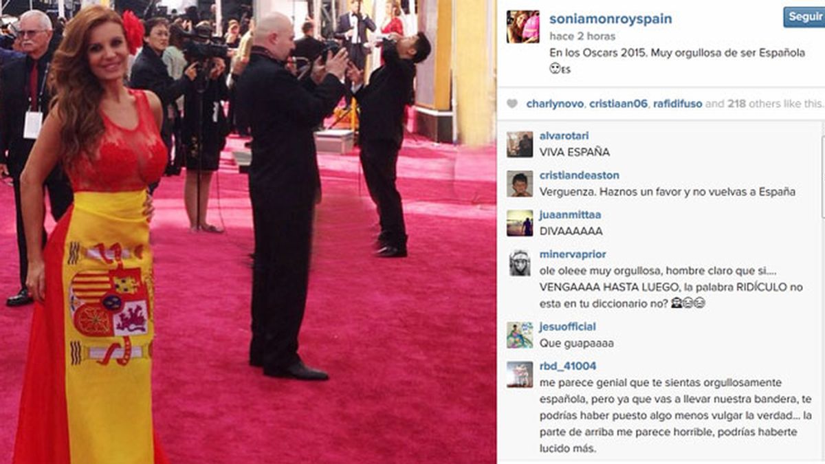 Sonia Monroy, de bandera española en la alfombra roja de los Oscar 2015