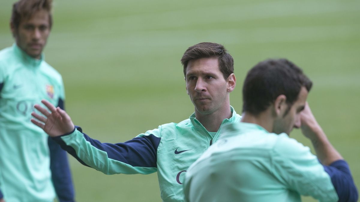 Leo Messi, en el entrenamiento del Barça