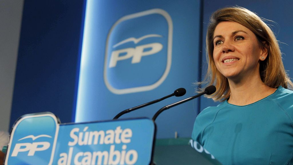 María Dolores de Cospedal comparece en Génova. Foto: EFE.