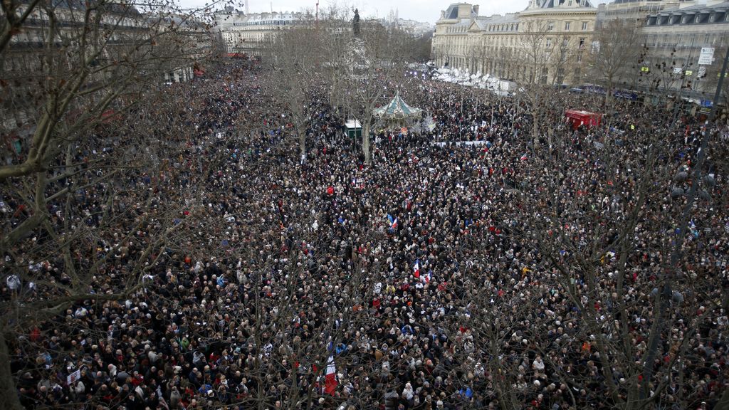 Manifestación contra el terrorismo en Francia