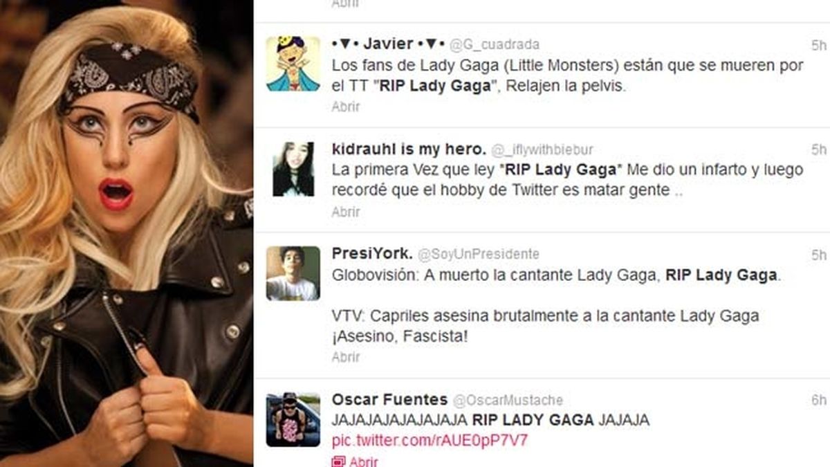 Twitter vuelve a matar a Lady Gaga Twitter vuelve a matar a Lady Gaga