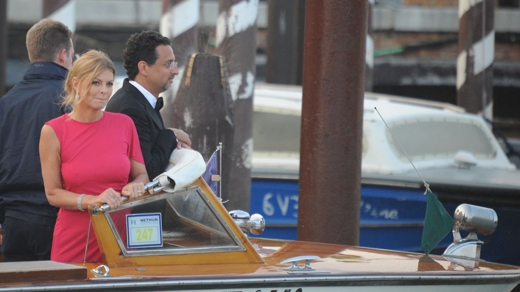 George Clooney y Amal Alamuddin junto a los invitados el día de su boda