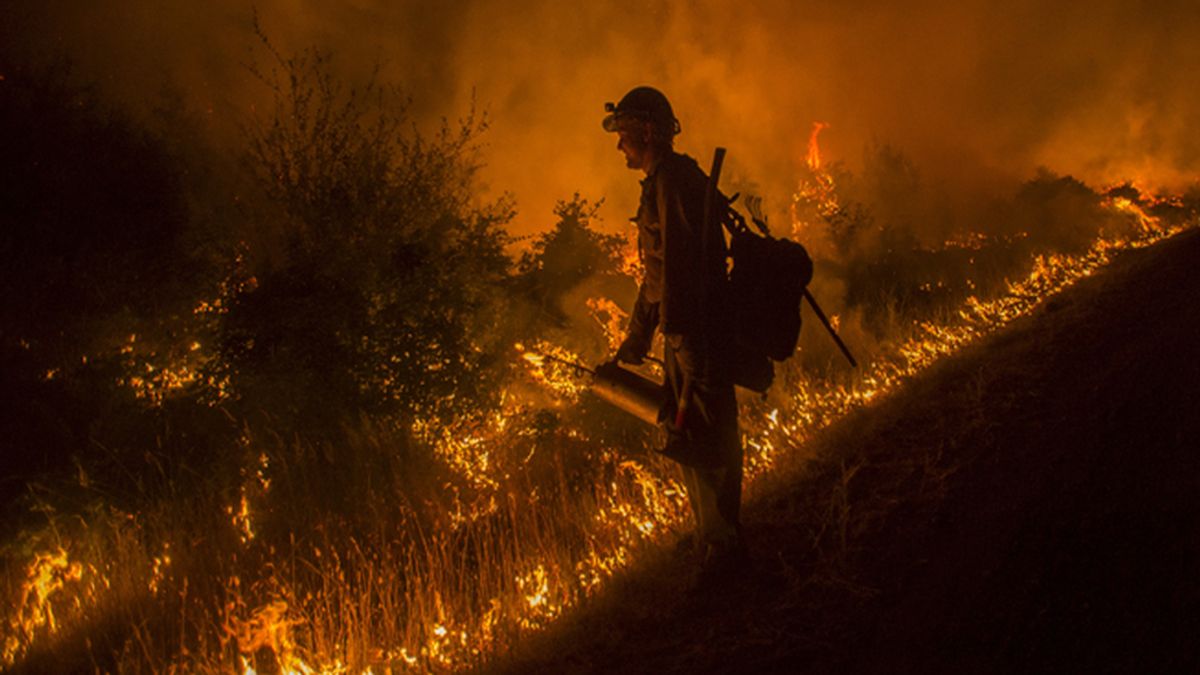 Los bomberos luchan contra un incendio en California