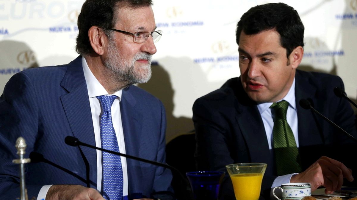 El presidente del Gobierno, Mariano Rajoy, y el presidente del PP andaluz, Juan Manuel Moreno