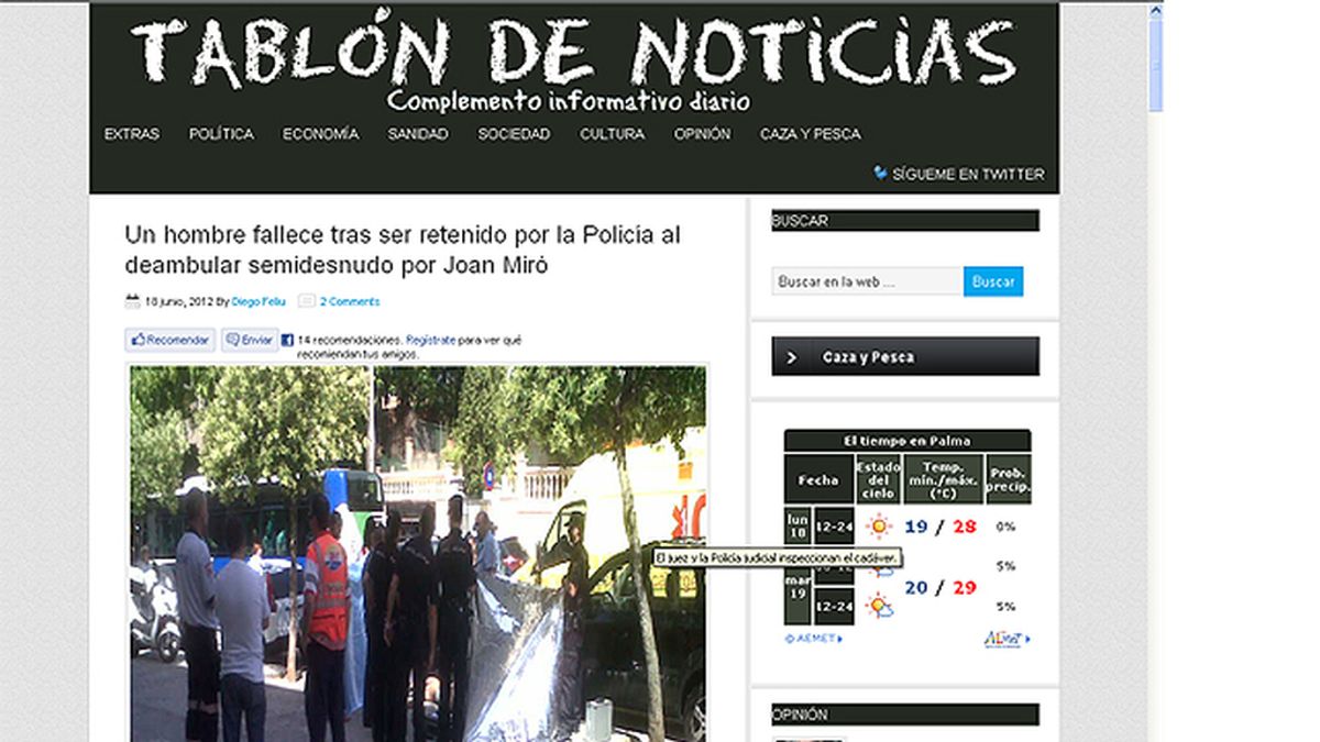 Fallece un hombre en Palma mientras es inmovilizado por la policía