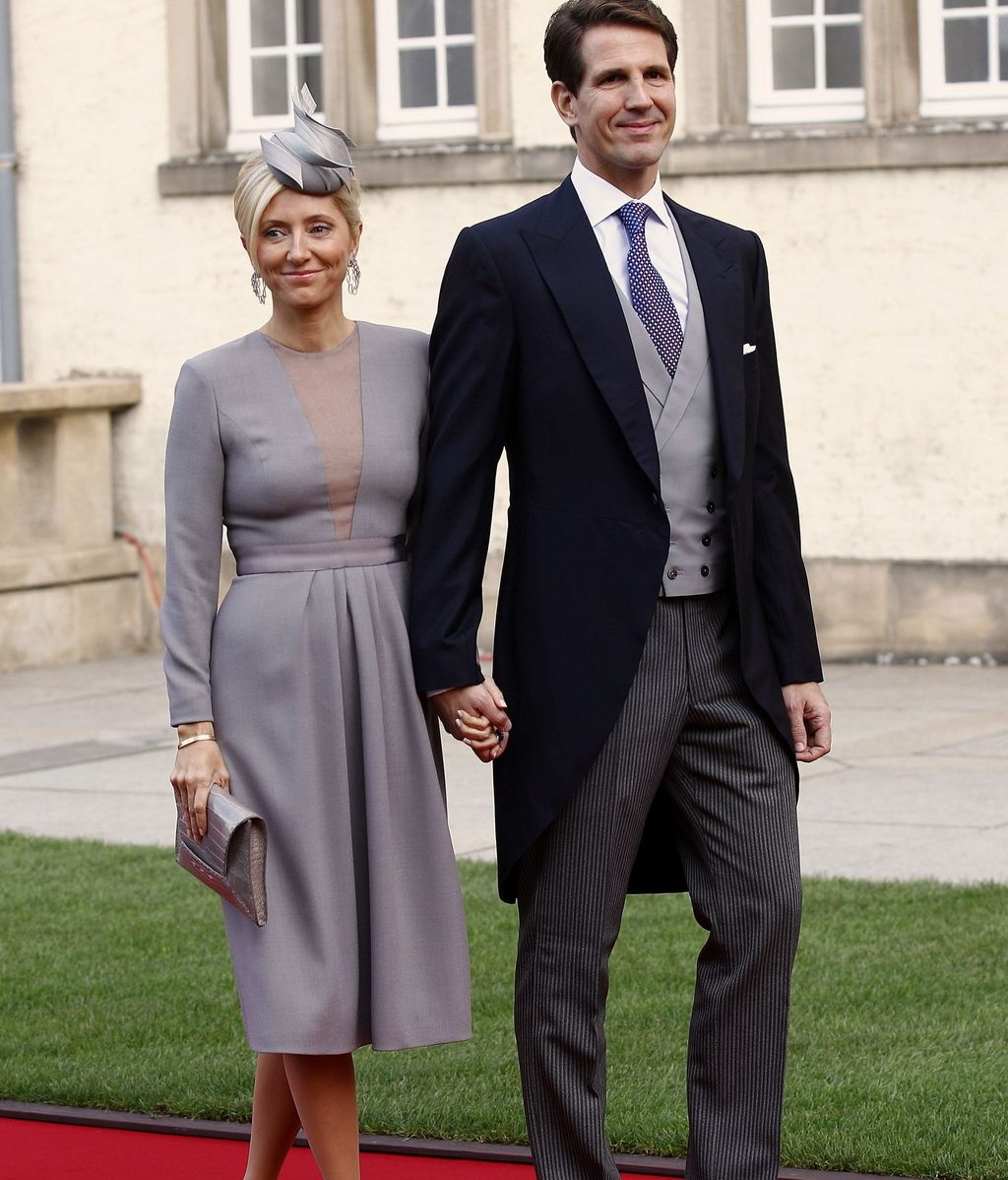 Marie Chantal Miller y Pablo de Grecia a su llegada a la boda de Luxemburgo