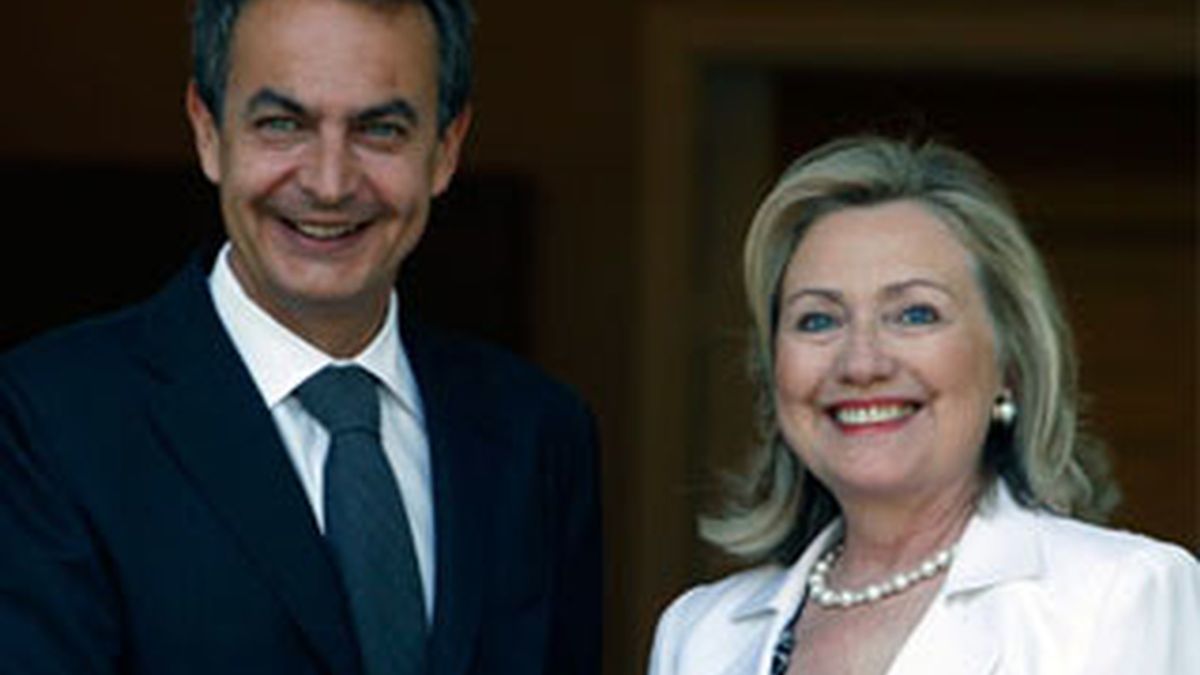 Zapatero recibe a Hillary Clinton en La Moncloa