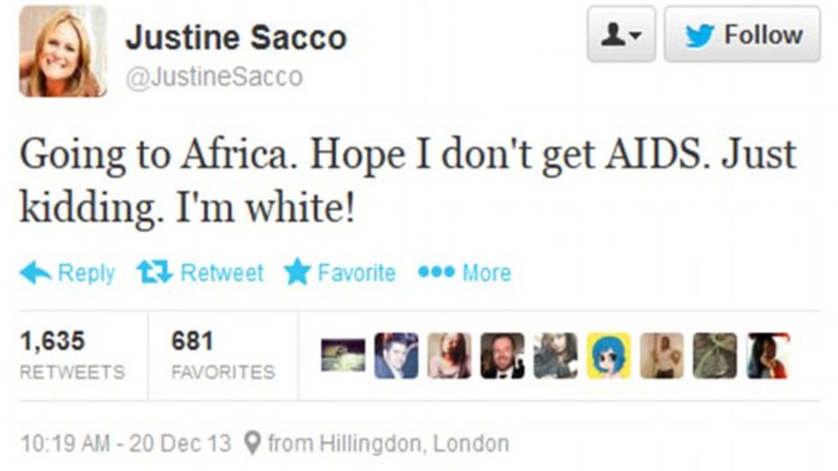 El tuit racista de una ejecutiva genera una tormenta de protestas en África