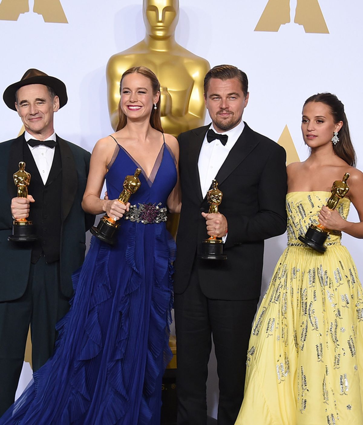 Mark Rylance, Brie Larson, Leonardio DiCaprio y Alicia Vikander