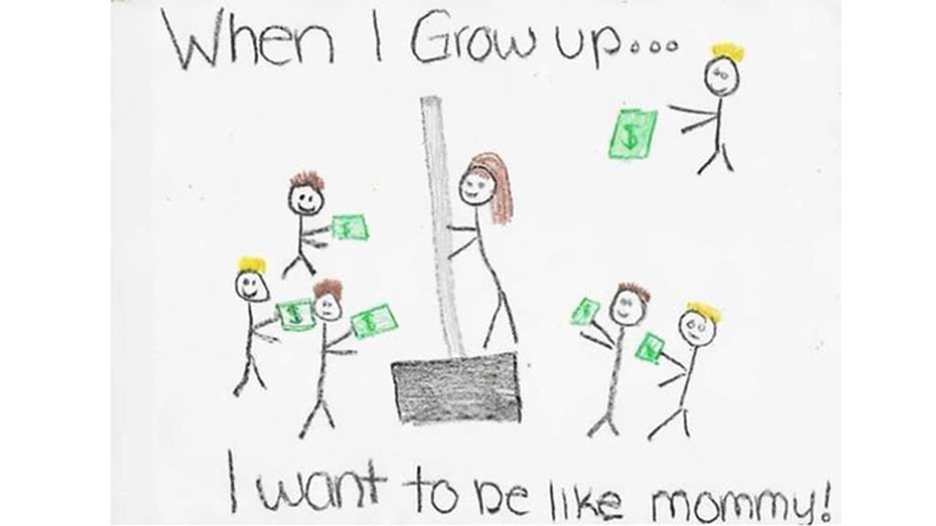 Pintó la profesión de su madre, quien trabaja recogiendo nieve con una pala