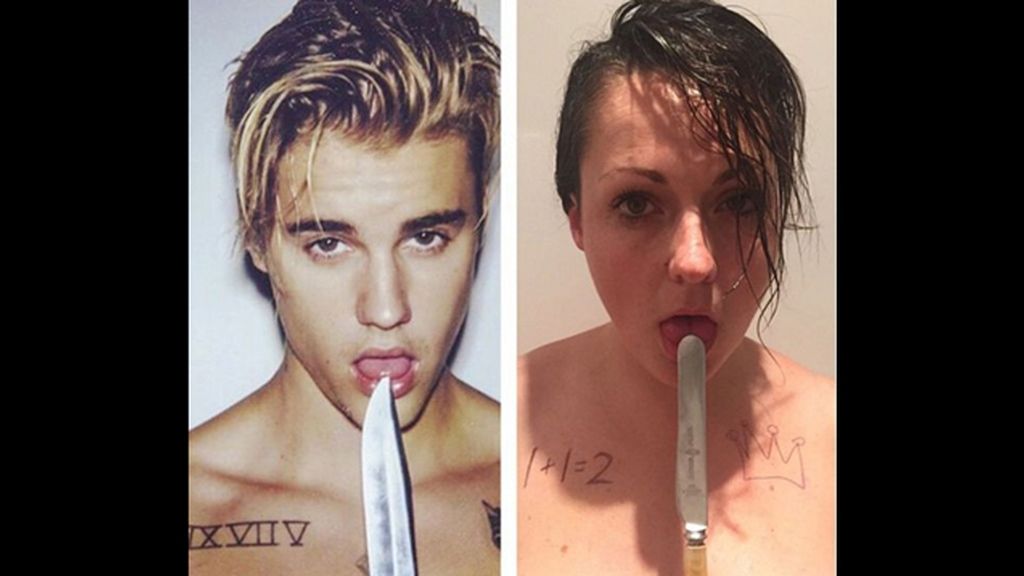 La humorista Celeste Barber se burla de la extraña pose de Justin Bieber