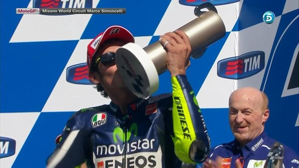 Así celebró Rossi su victoria en Misano