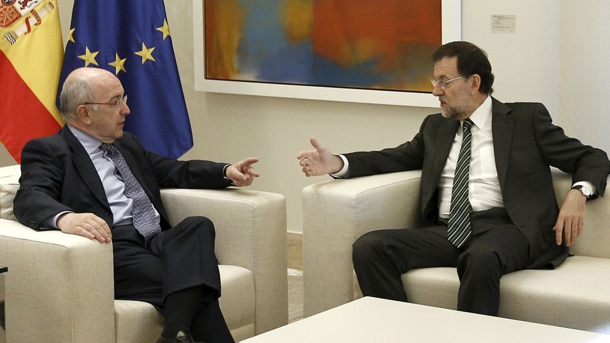 Mariano Rajoy y Joaquín Almunia, en La Moncloa