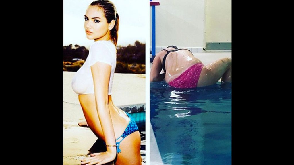 Celeste Barber, imitando a su manera la pose de Kate Upton