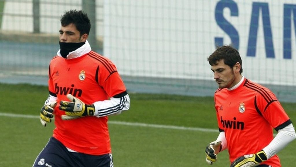 Antonio Adán e Iker Casillas durante un entrenamiento en este mes de enero
