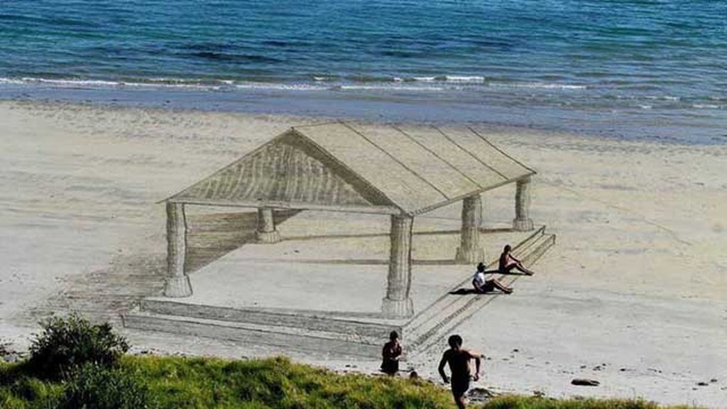 Crea imágenes en 3D solo con la arena de la playa