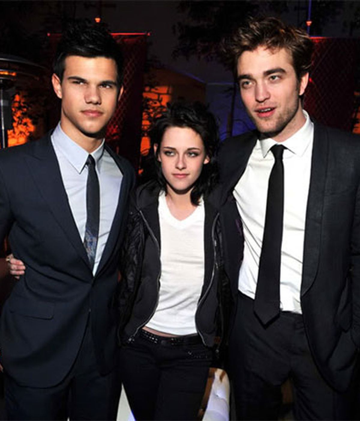 Taylor Lautner, Kristen Stewart y Robert Pattinson. Foto: AP.