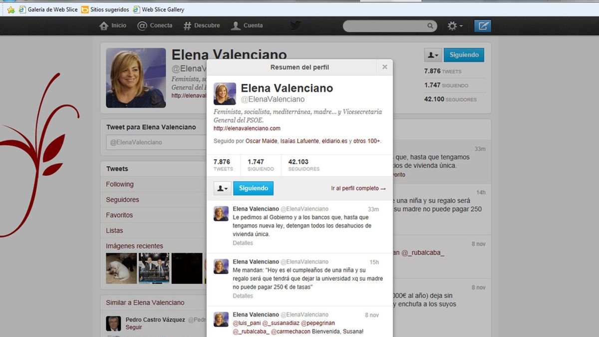 Twitter Elena Valenciano. Foto: Twitter