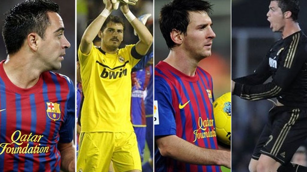 Xavi, Casillas, Cristiano Ronaldo y Messi son cuatro de los candidatos al Balón de Oro. Fotos: Reuters/AP