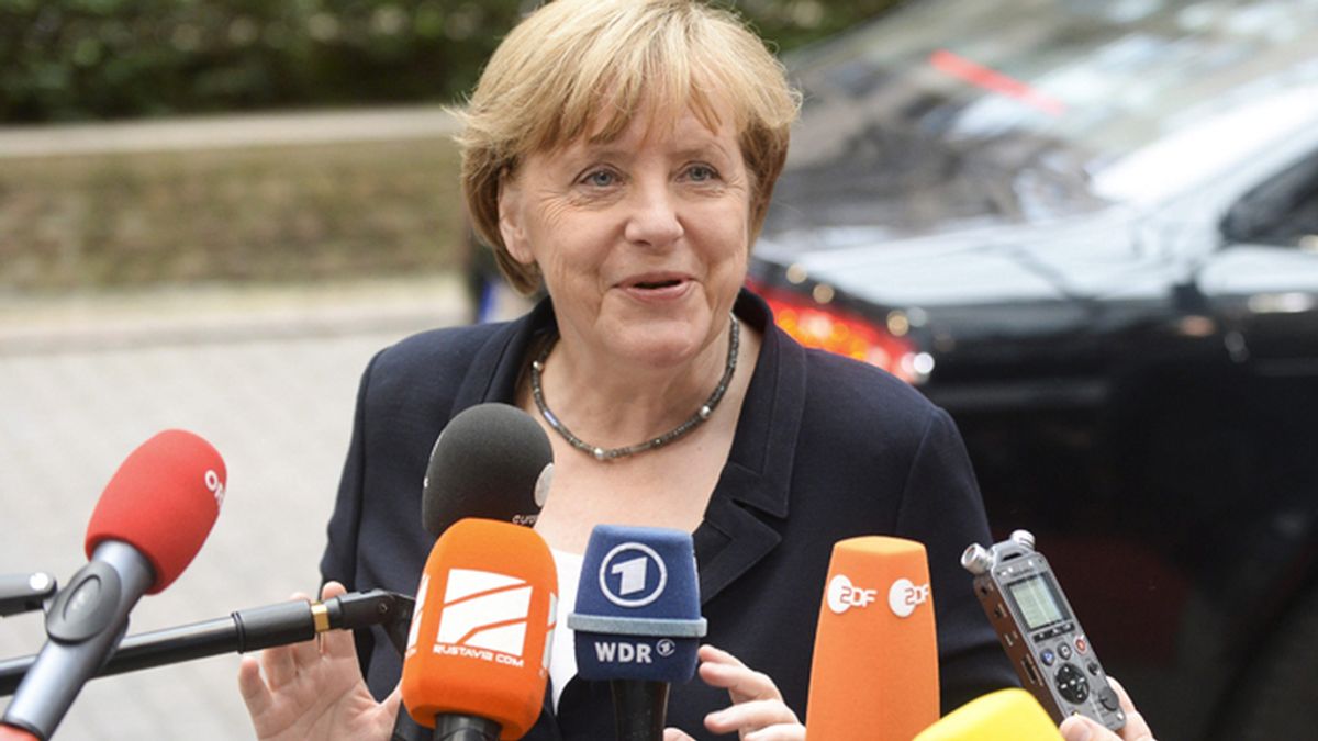 Angela Merkel a su llegada al Eurogrupo