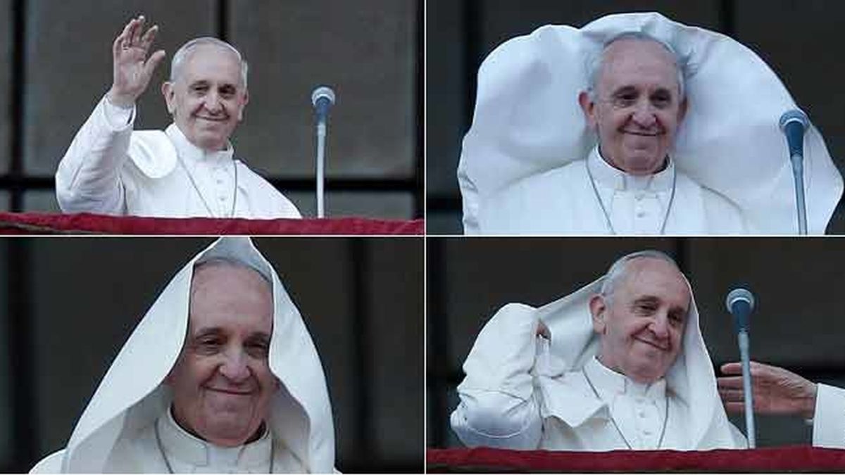 El viento le juega una mala pasada al papa Francisco