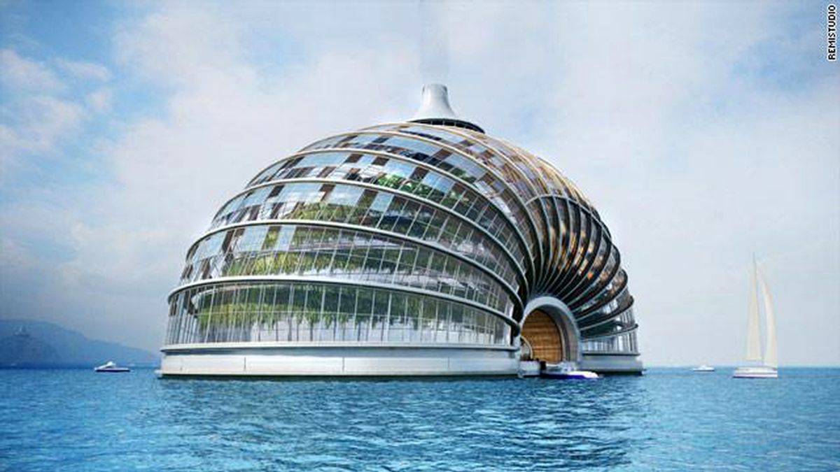 'El Arca', un edificio futurista que puede flotar y albergar hasta 10.000 personas, ha sido diseñado por un arquitecto ruso. Foto CNN