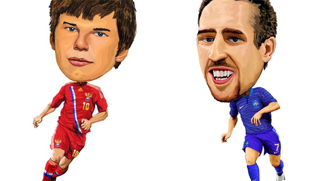 Arshavin (Rusia) y Frank Ribery (Francia)