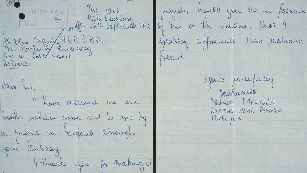 Carta de Mandela durante su estancia en prisión