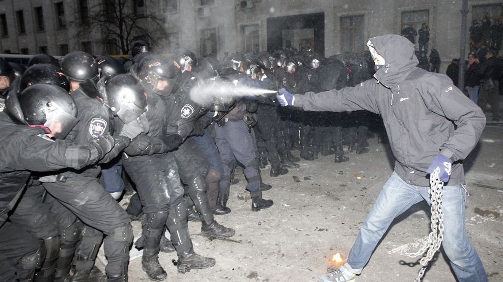 Batalla campal en las calles de Kiev