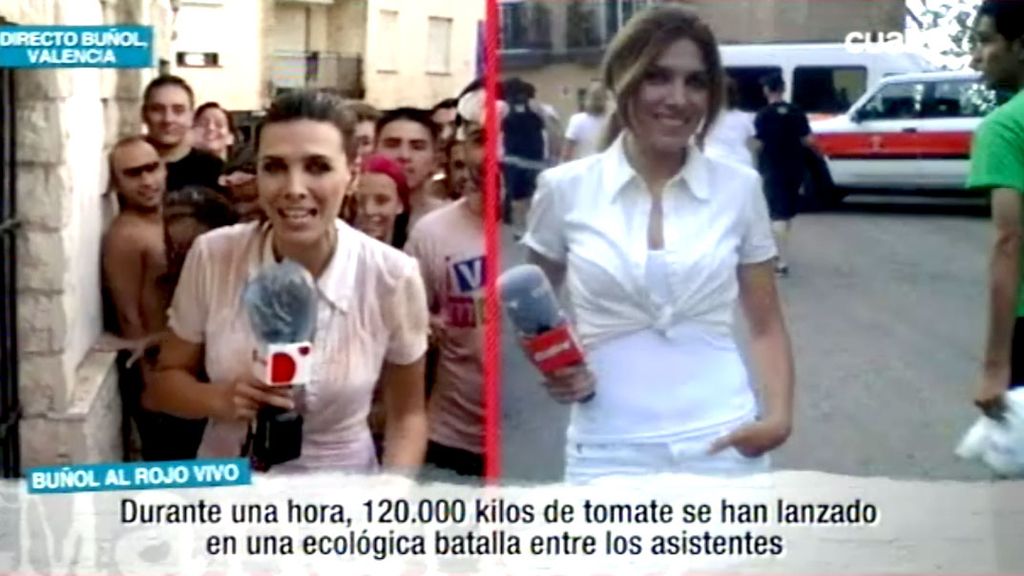 Verónica Sanz en la 'tomatina' de Buñol