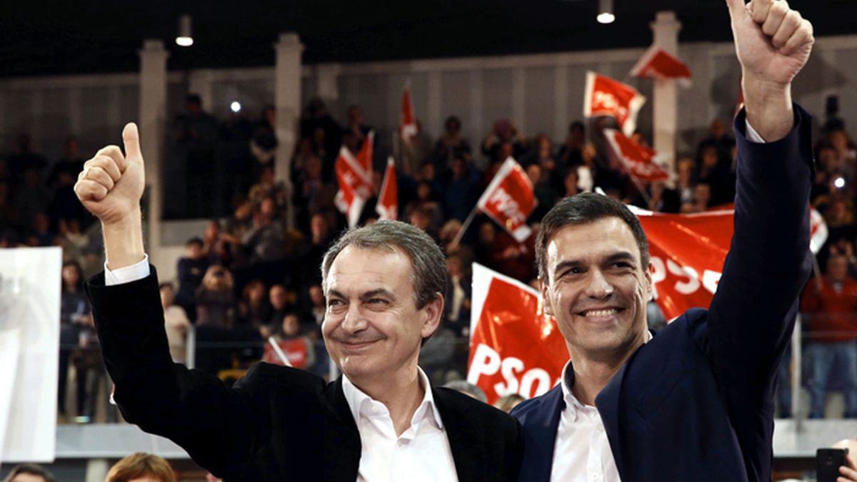 Pedro Sánchez y Zapatero protagonizan un mitin del PSOE en Gijón