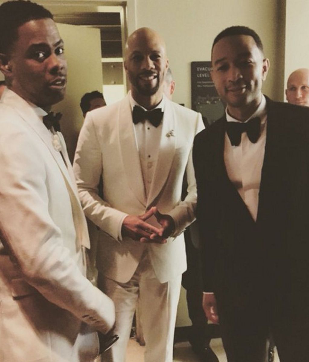 Chris Rock posa junto a los cantantes Common y John Legend