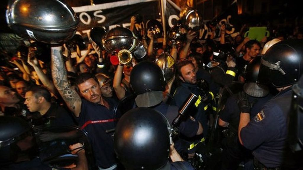 Bomberos en la manifestación de Madrid
