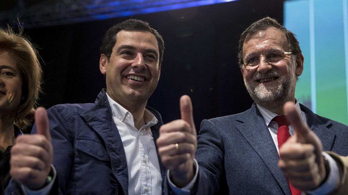 Mariano Rajoy y Moreno Bonilla en un mitin en Málaga