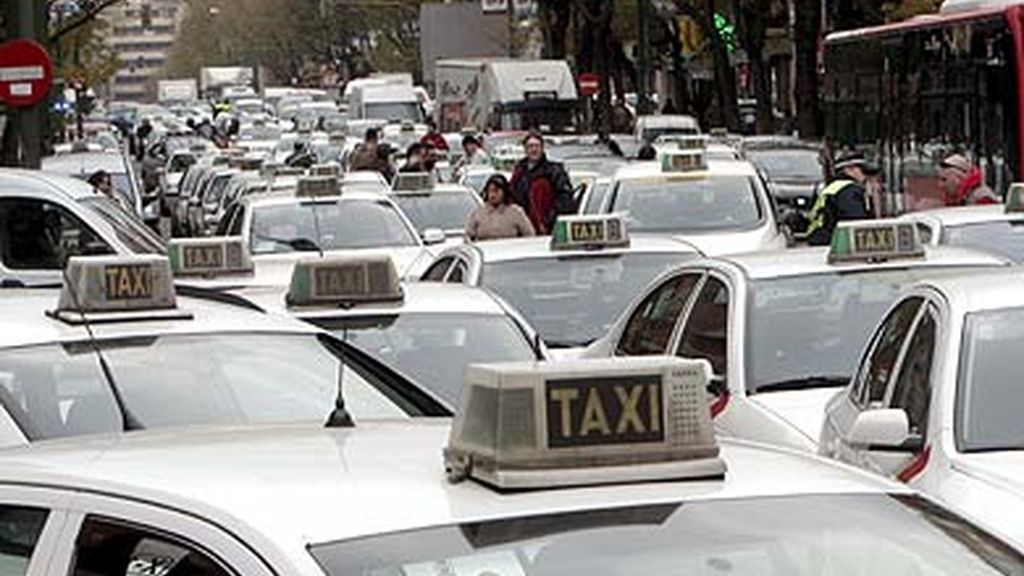 Taxistas colapsando Madrid