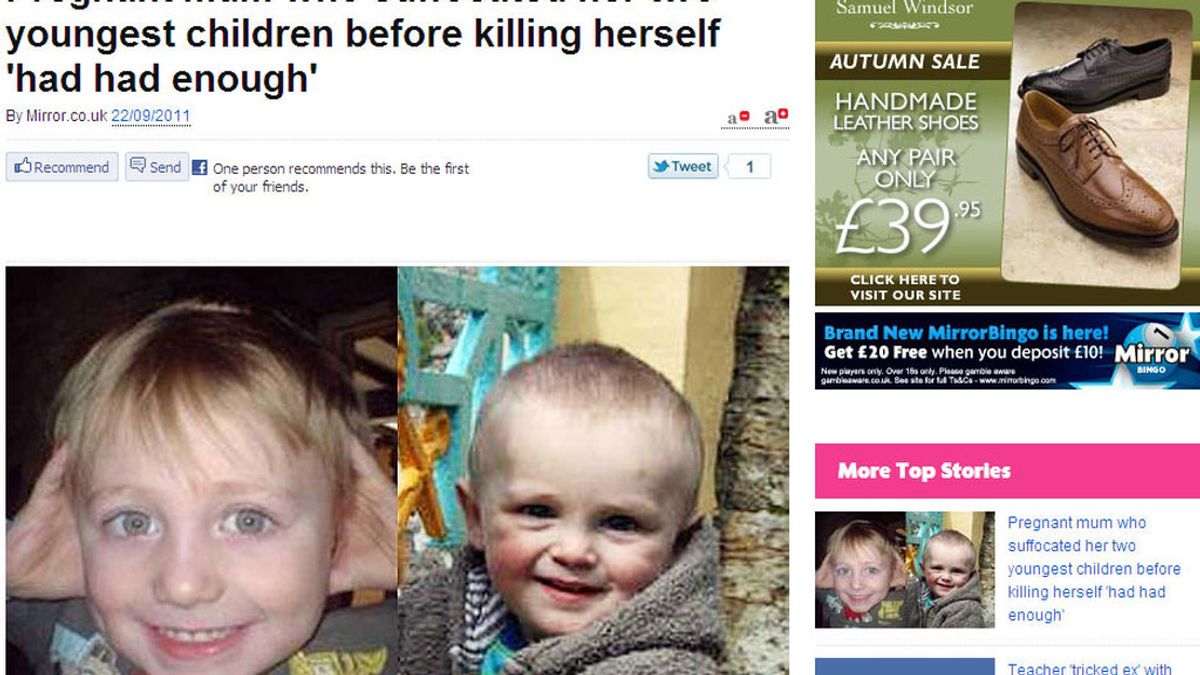 Los dos niños , Felipe y Isaac Stevens, han sido asesinados por su propia madre