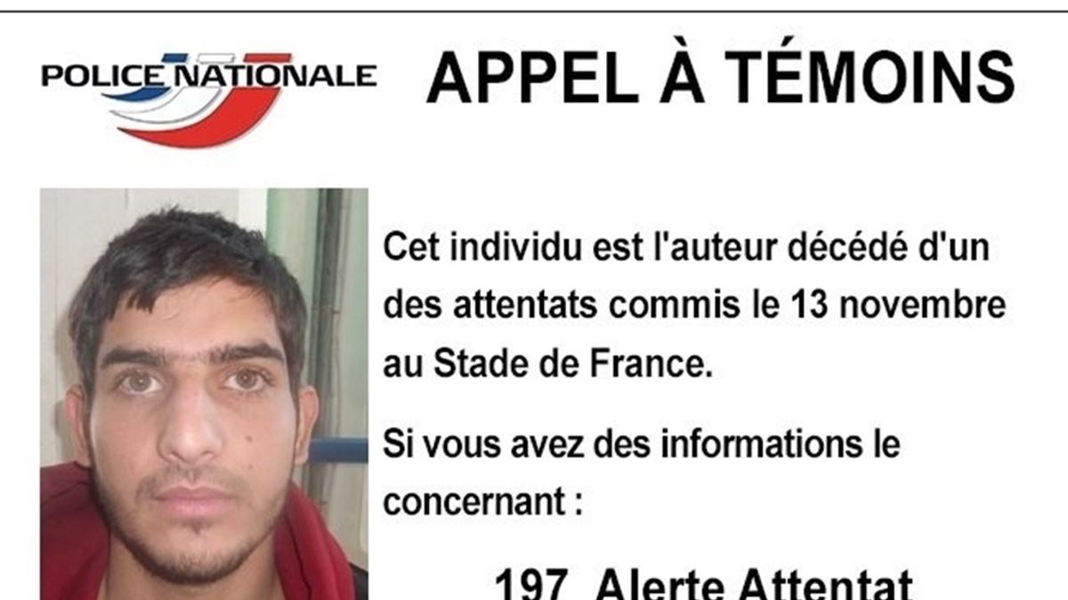 La policía francesa pide ayuda para identificar a uno de los tres terroristas suicidas del Estadio de Francia