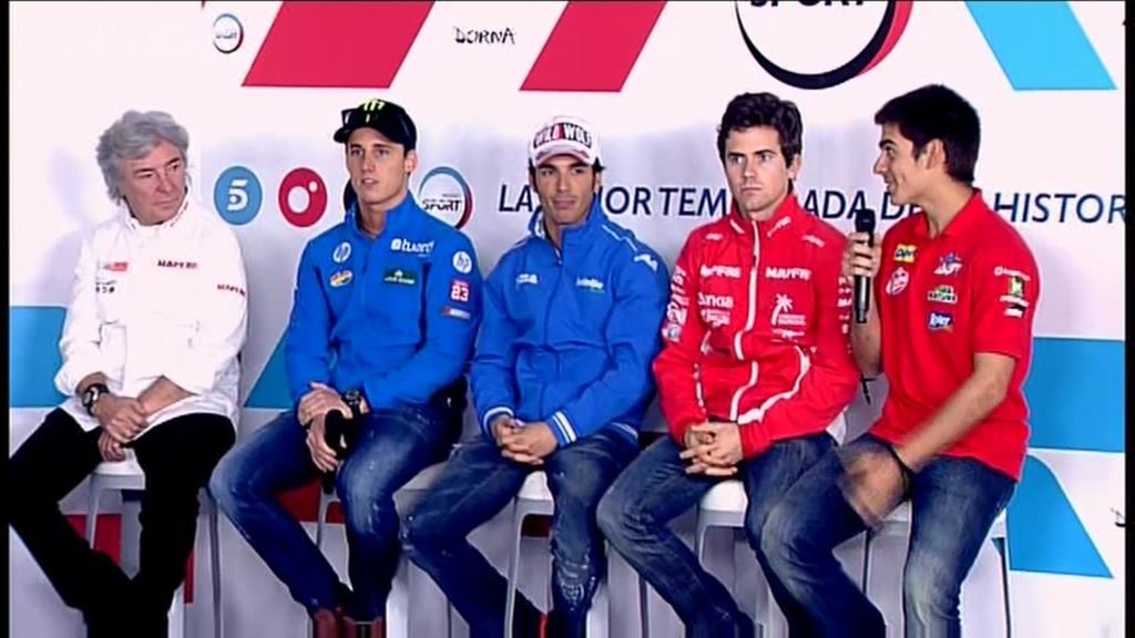 Los pilotos españoles de Moto2 en la presentación del Mundial