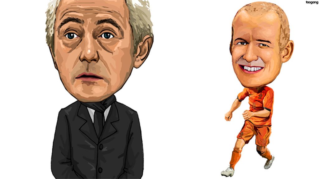 Bert van Marwijk y Arjen Robben (Holanda)